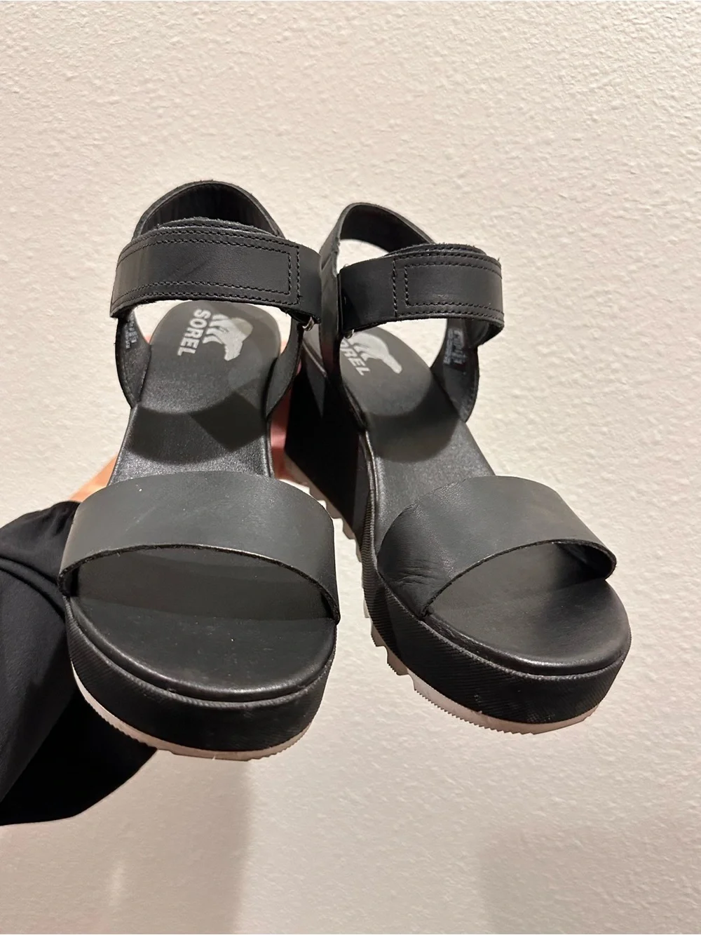 Sorel Black Platform Sandal with Ankle Strap